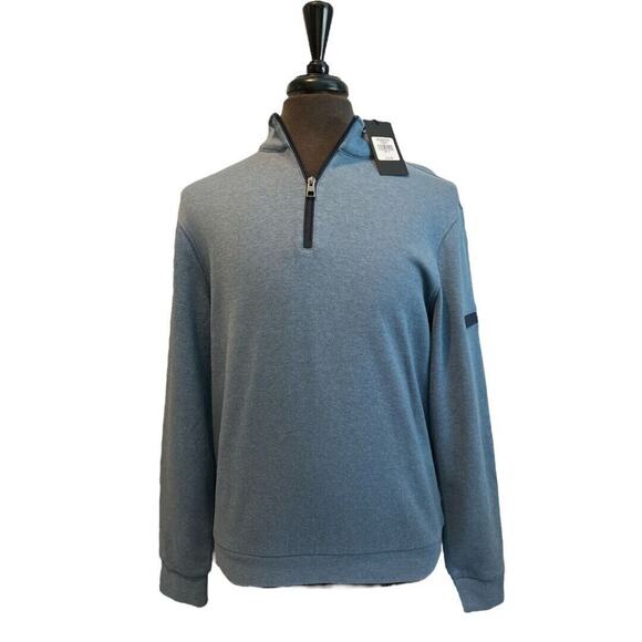 NWT Bugatchi Men's Small 1/4 Zip Pullover Slate Blue Mock Neck MSRP $139 - Picture 1 of 4